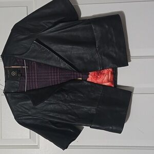 Ted Baker Black Leather Cropped Jacket